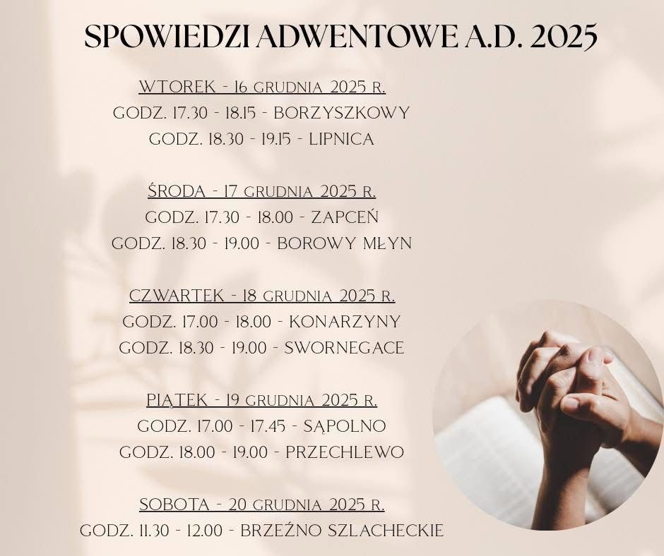 SPOWIEDŹ ADWENTOWA W NASZYM DEKANACIE