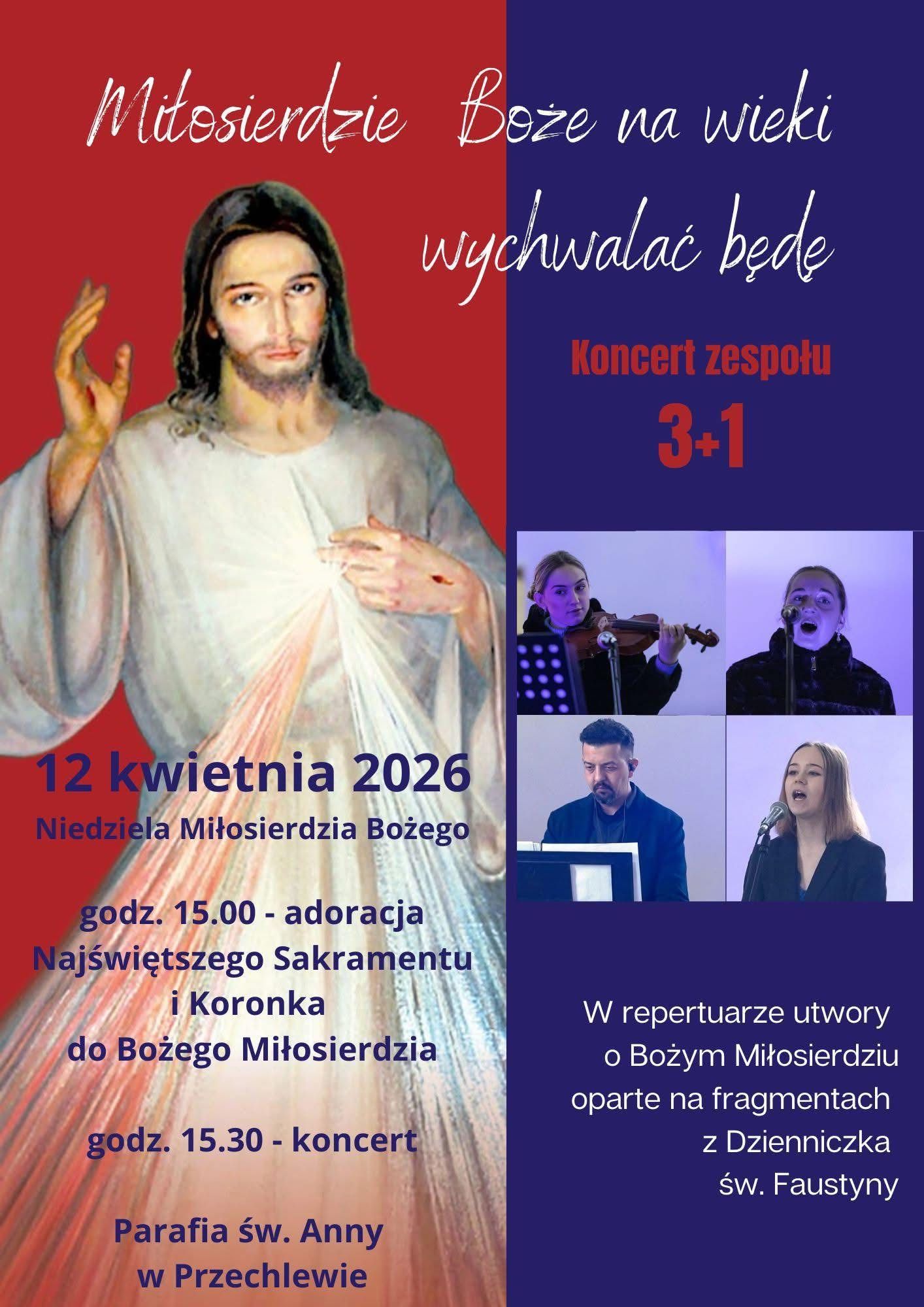 Koncert uwielbienia w Niedzielę Miłosierdzia Bożego w Przechlewie