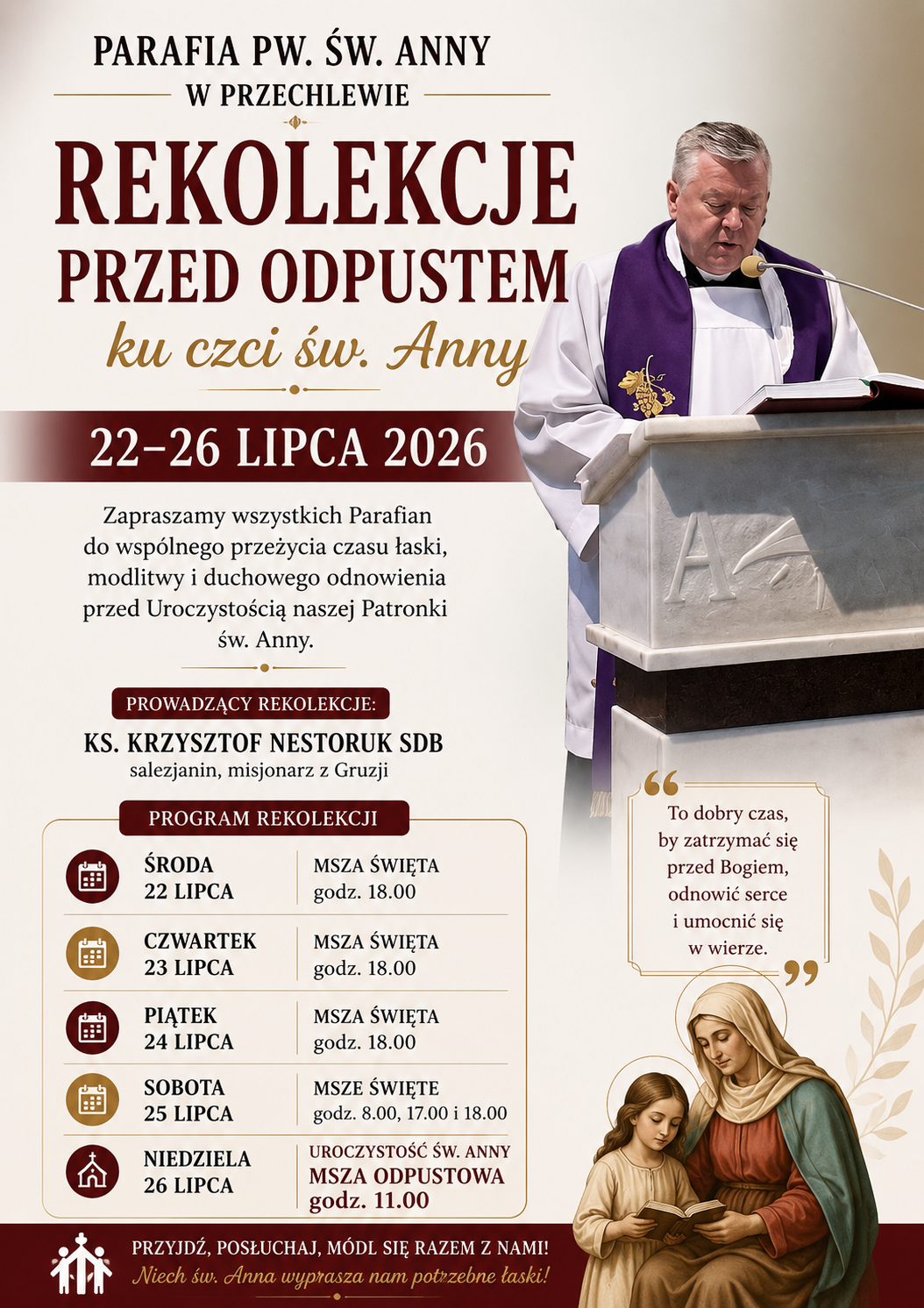 Rekolekcje przed odpustem ku czci św. Anny