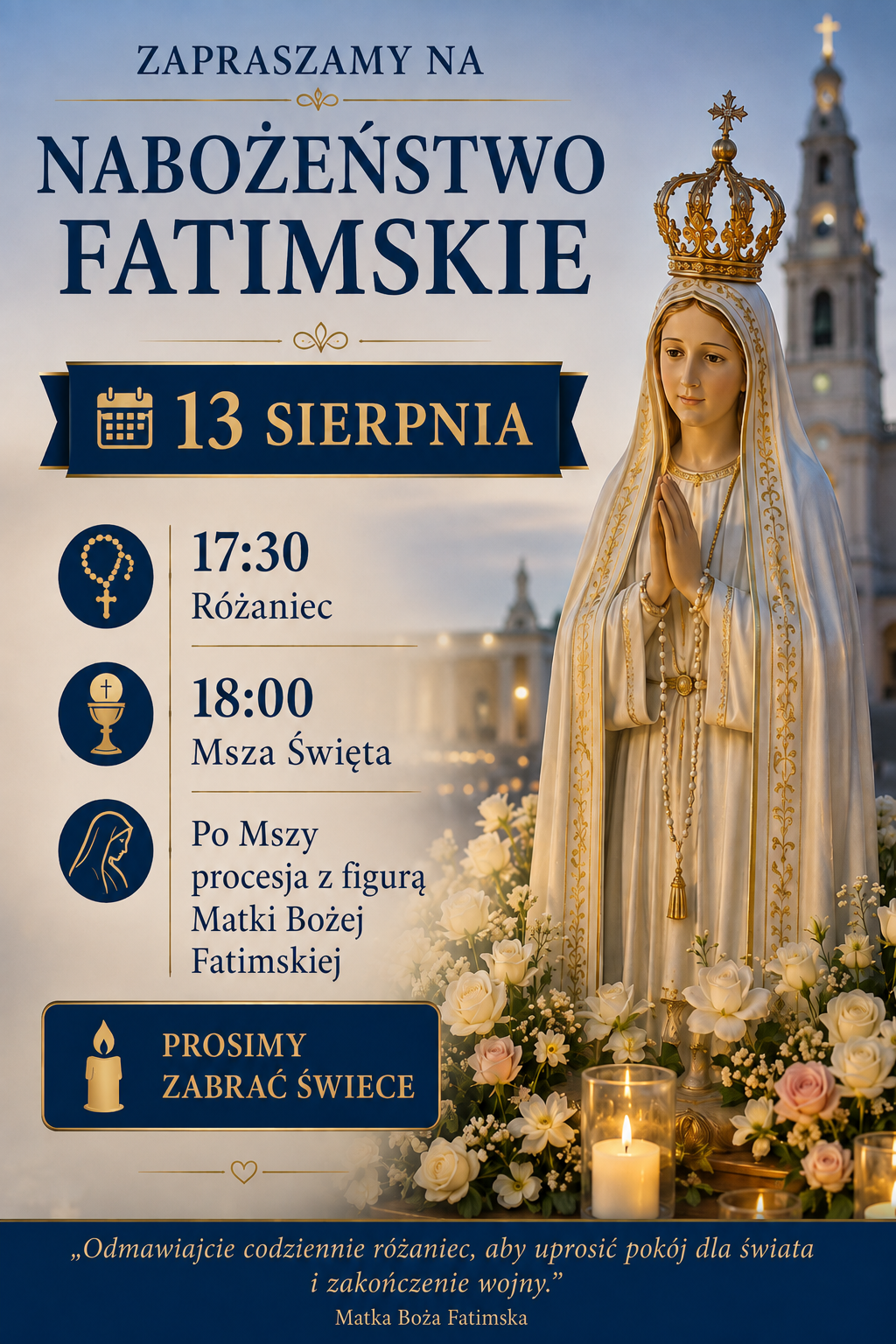 Zapraszamy na nabożeństwo fatimskie
